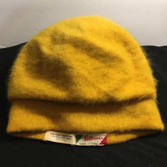 Vintage Betmar Angora Rabbit/Wool Hat Mustard Yellow - Picture 5 of 12